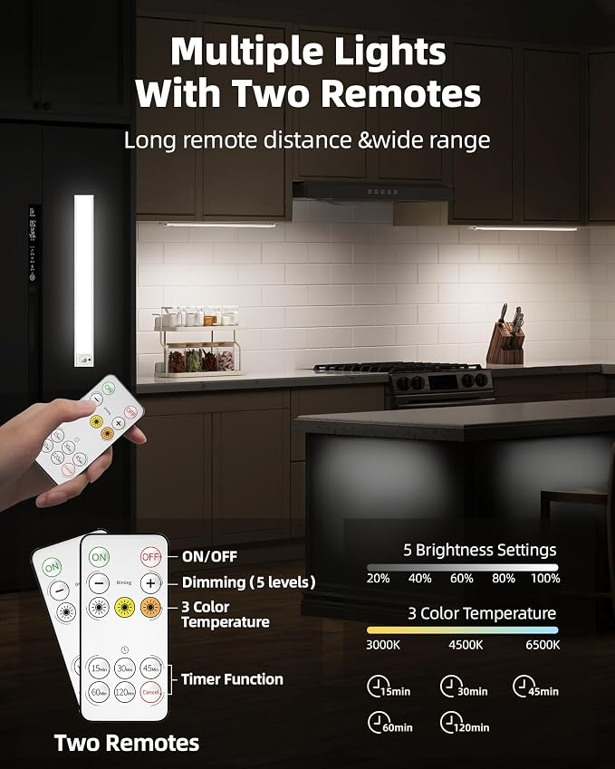6Pack 16inch Under Cabinet Lighting, Rechargeable Motion Sensor Light Wireless - Image 4