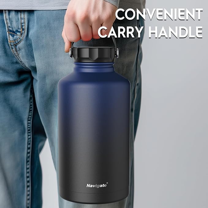 Navigate 64 oz Stainless Steel Insulated Water Bottle, Double Walled Leak Proof - Image 3