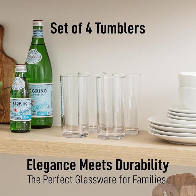 Zulay Kitchen Plastic Drinking Glasses – 16oz Acrylic Shatterproof Water Cups - Image 2