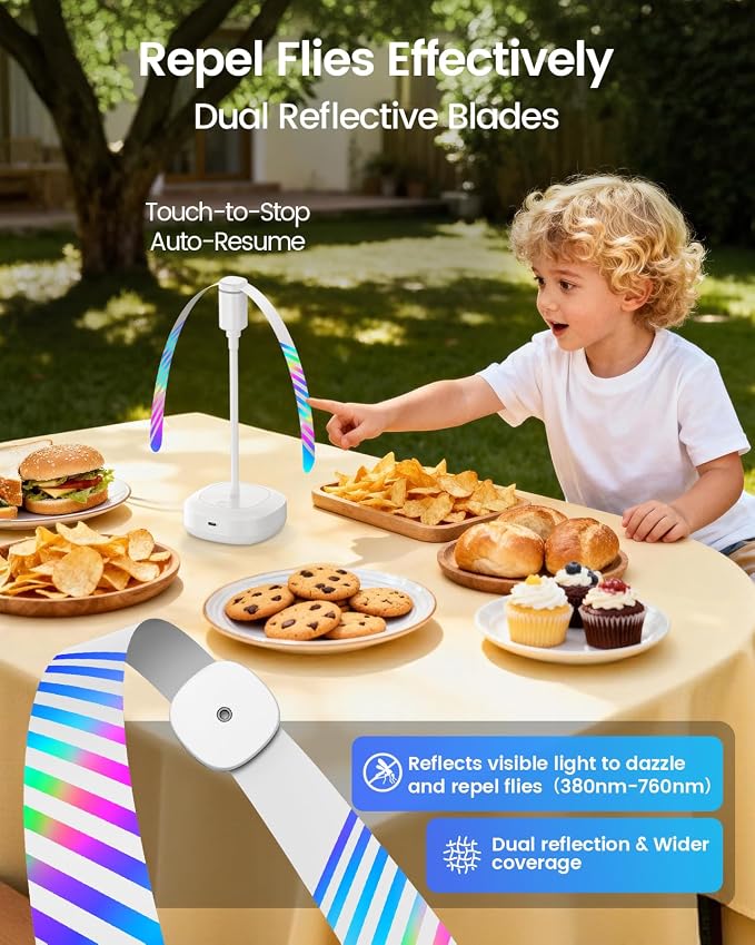 Edvision 4 Pack Food Table Fan, 2000mAh USB Powered Rechargeable Food Fan - Image 3