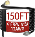 150 FT 12 Gauge Extension Cord Outdoor, Heavy Duty Weatherproof & Flame by Skrizcable