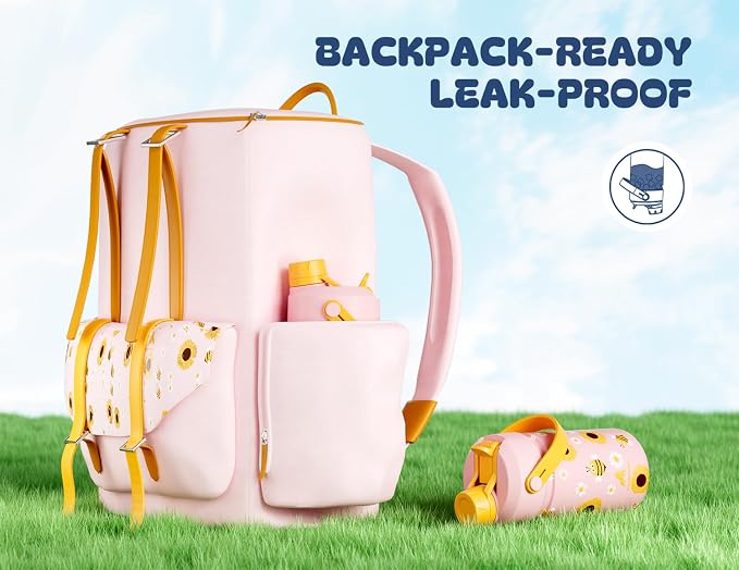 12 oz Kids Metal Water Bottle for School: Leakproof, Insulated Cup - Image 4