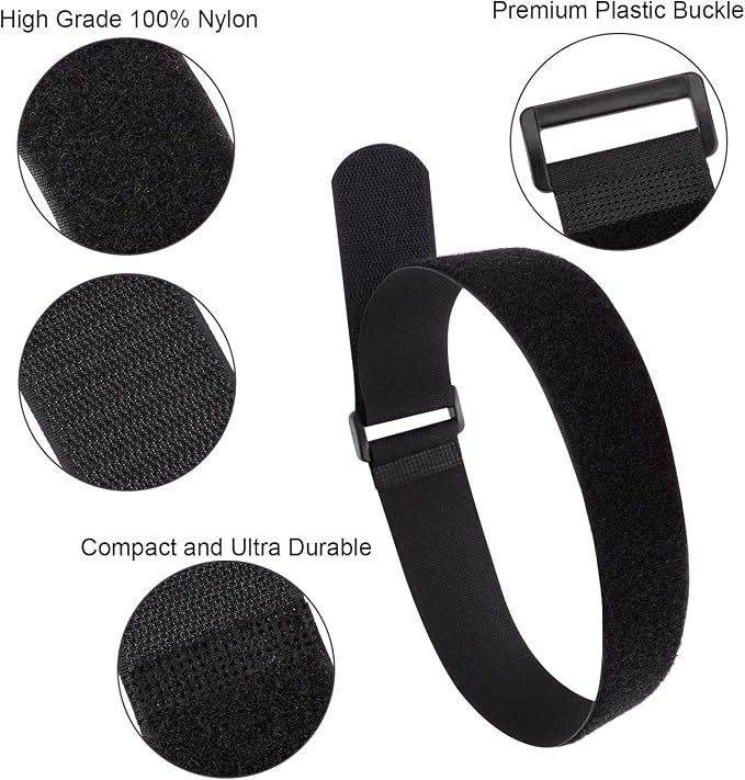 1.5 x 24 Inch Hook and Loop Cable Tie, 12 Pack Heavy Duty Adjustable Fastening - Image 4