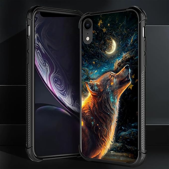 for iPhone XR Case, Star Cave Hungry Wolf Pattern Graphic Design Girl Boy Soft - Image 2