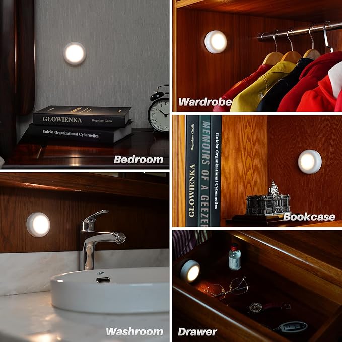 STAR-SPANGLED 6 Pack 2.8” Motion Sensor Lights Indoor AAA Battery Operated - Image 7