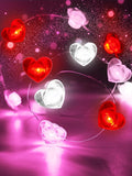 Red Pink White Heart Fairy Lights Battery Operated by EXF