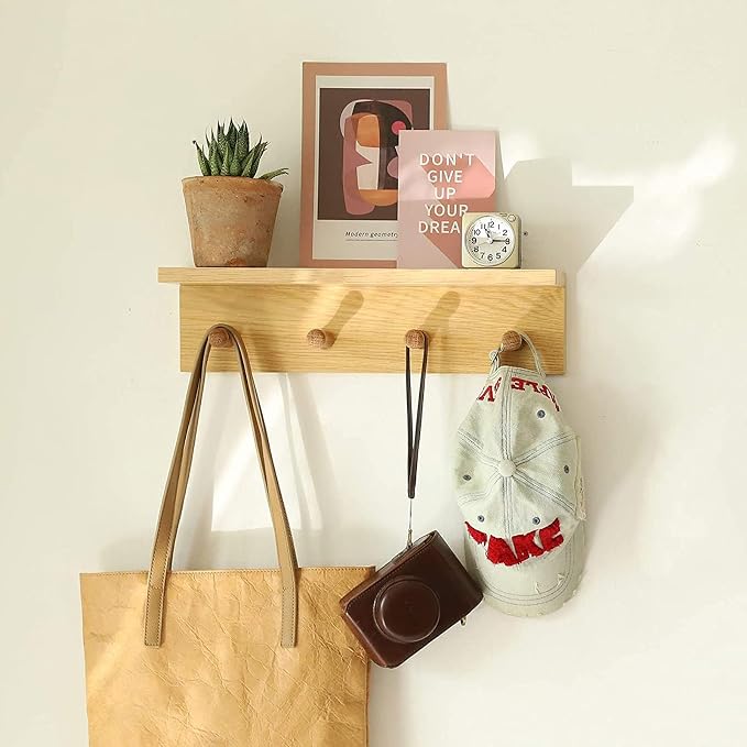 Entrance Coat Rack ，Coat Hooks, Wall-Mounted Wooden Hook Rack, Wall-Mounted - Image 5