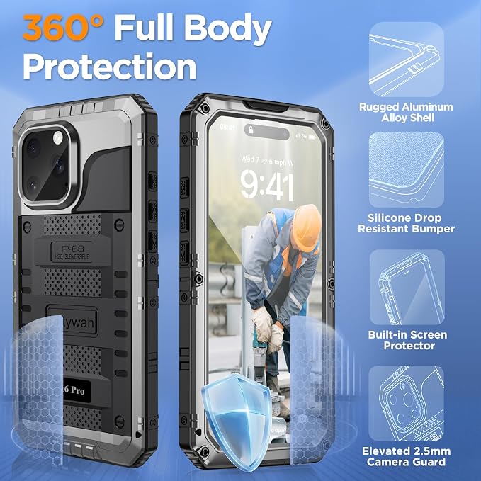 Mitywah Waterproof Case for iPhone 16 Pro, Shockproof Heavy Duty Case - Image 5