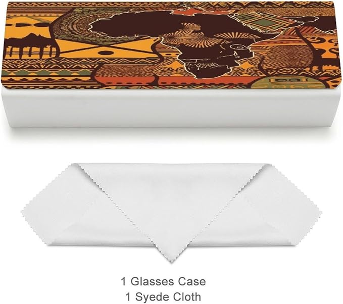 African Map Ethnic Pattern Eyeglass Case Spectacle Case Slim PU Leather - Image 3
