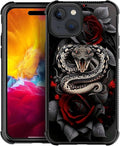 for iPhone 15 Plus Case, Entwined Rose Snake Pattern Graphic Design Girl Boy by FKBRCL4U