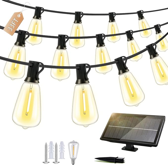 Outdoor Solar String Lights Waterproof: ST38 33ft Shatterproof Patio Lights by Unknown