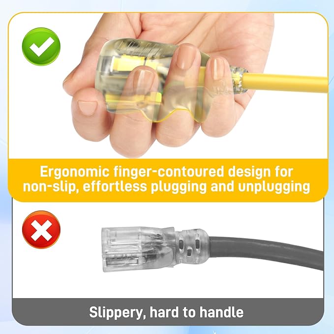25FT 12/3 Gauge Heavy Duty Outdoor Extension Cord Waterproof, Weatherproof - Image 4