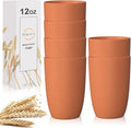 Wheat Straw Cups 6 PCS Good Alternative to Plastic Reusable Cups 12 oz by WROVA