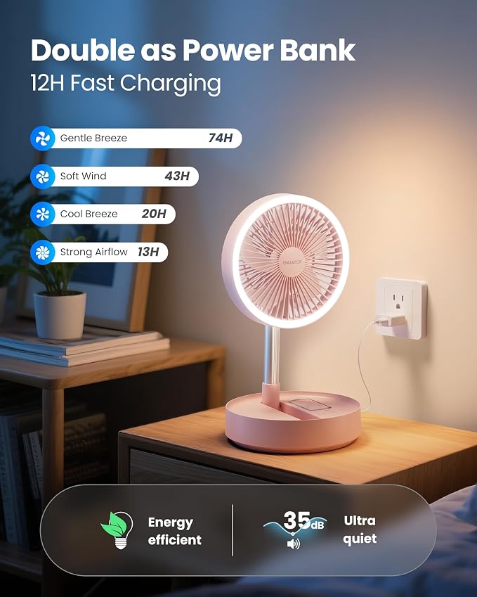 Gaiatop Portable Pedestal Fan 16000mAh Battery, Foldable Oscillating Standing - Image 8