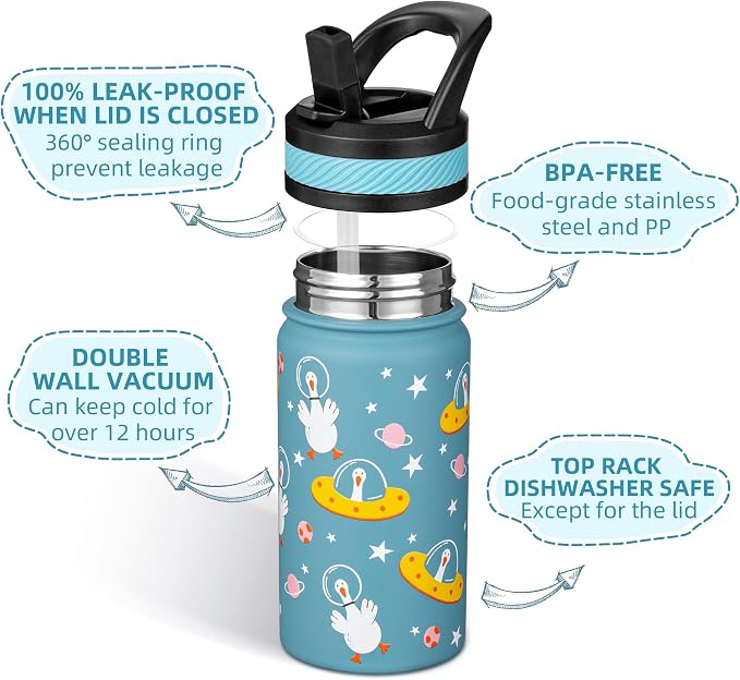 Fanhaw 14 Oz Kids Insulated Water Bottle - Image 2