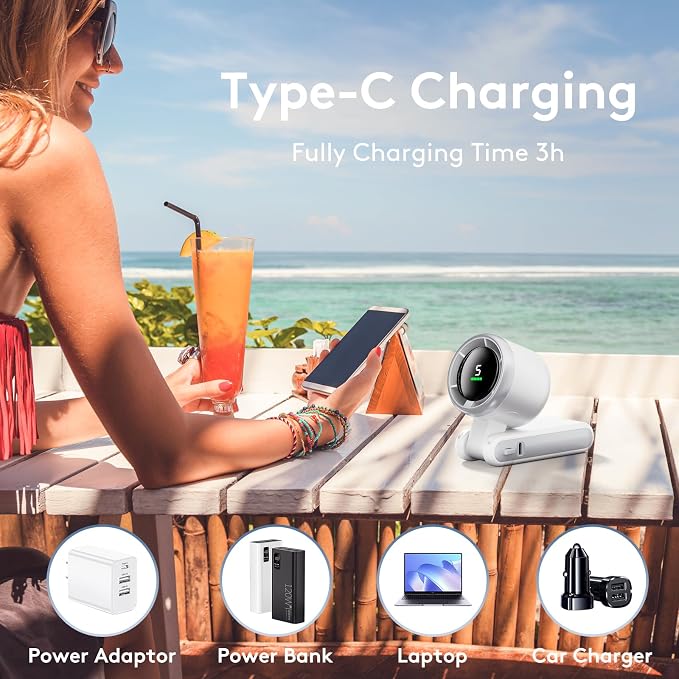 Portable Handheld Mini Fan, Foldable Powerful Winds Turbo Fan, 10000mAh Battery - Image 7