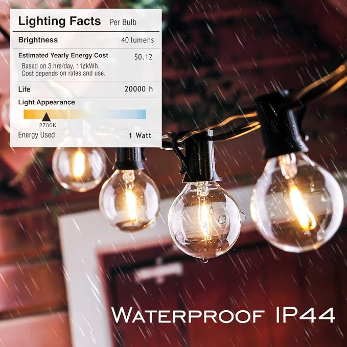 DAMAING Outdoor String Lights LED 50Feet G40 Globe Patio Lights - Image 8