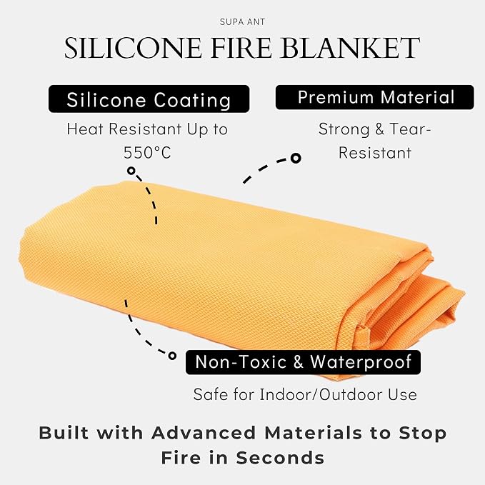 Fire Blanket -Certified 1500F Extra Thick, Glow In The Dark Fireproof Emergency - Image 2