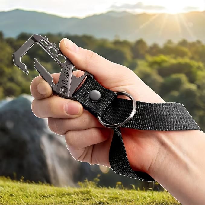 Metal heavy duty key chain carabiner clip bottle opener wrist lanyard ring car - Image 4