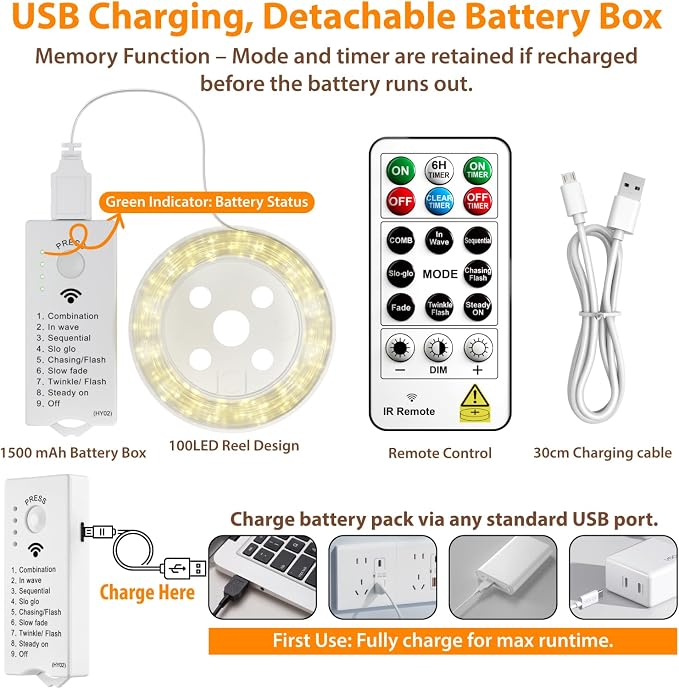 HXWEIYE Fairy Lights Battery Operated - Image 6
