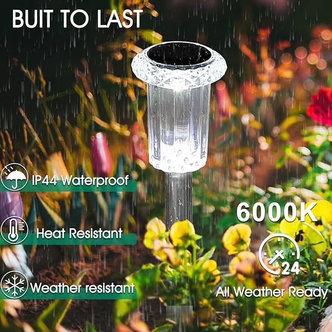 Eyrosa Solar Outdoor Lights, 10 Pack Waterproof Stainless Steel Solar Stake - Image 3