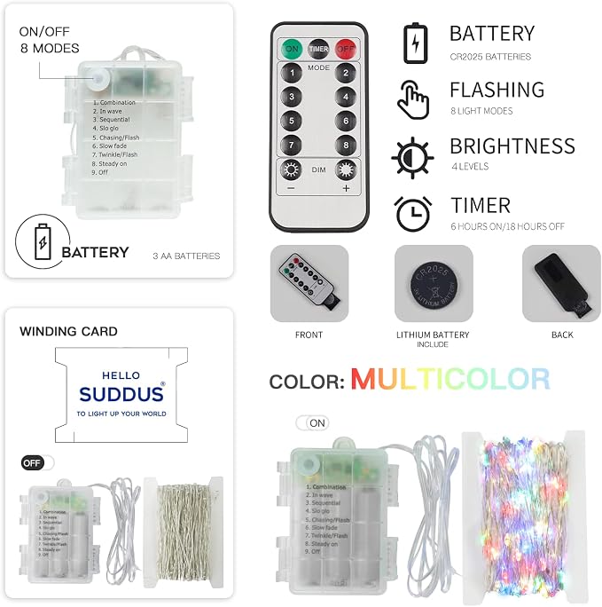 suddus 33ft 100 LED Outdoor String Lights, Led Twinkle Lights - Image 11