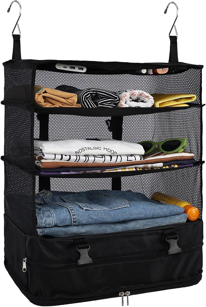 Surblue Hanging Closet Storage Bag Collapsible 3-Shelf Washable Oxford Fabric by SURBLUE
