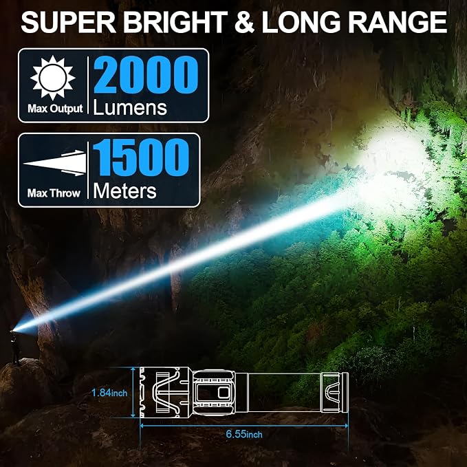 Rechargeable Tactical Flashlights 2000 High Lumens - 5000mAh Super Bright LED - Image 4