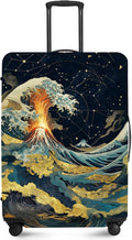 ANNA QUEEN Ocean Waves Travel Luggage Cover -Stretchable Airplane Suitcase by ANNAQUEEN
