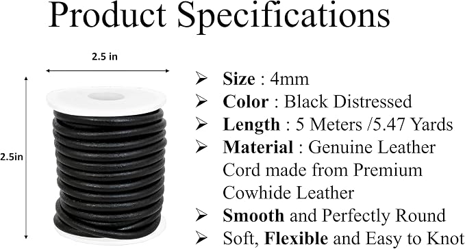 GENIQUE Real/Genuine Round Leather String Cord - Image 2