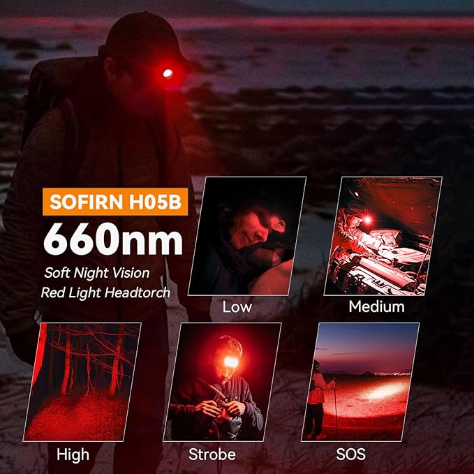 sofirn Bright Red Headlamp Rechargeable, H05B 1200 Lumens Lightweight Head - Image 2
