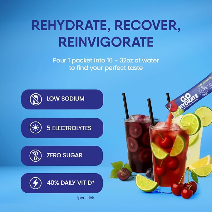 GoHydrate Low Sodium Electrolytes Powder Packets Sugar Free - Image 2