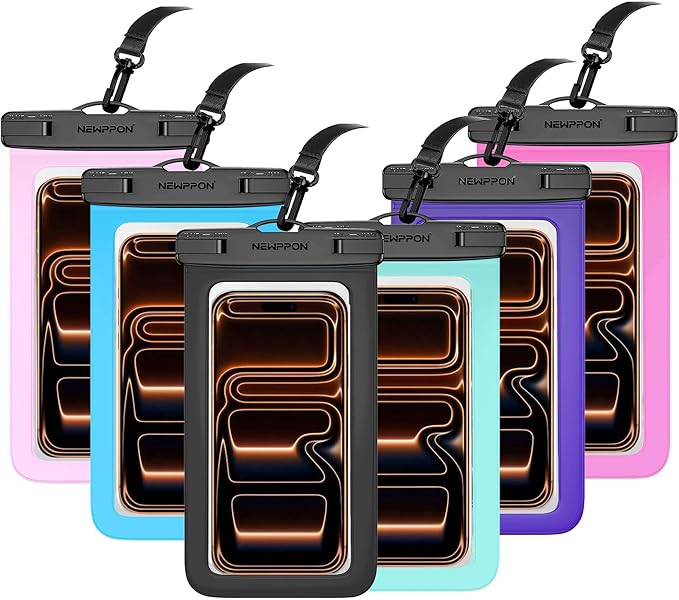 6 Pack 8.5" Waterproof Cell Phone Pouch by Newppon