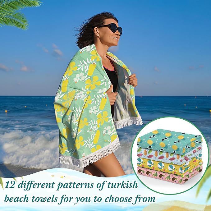 Peryiter 24 Pack Microfiber Oversize Turkish Beach Towel Set 12 Large Absorbent - Image 4