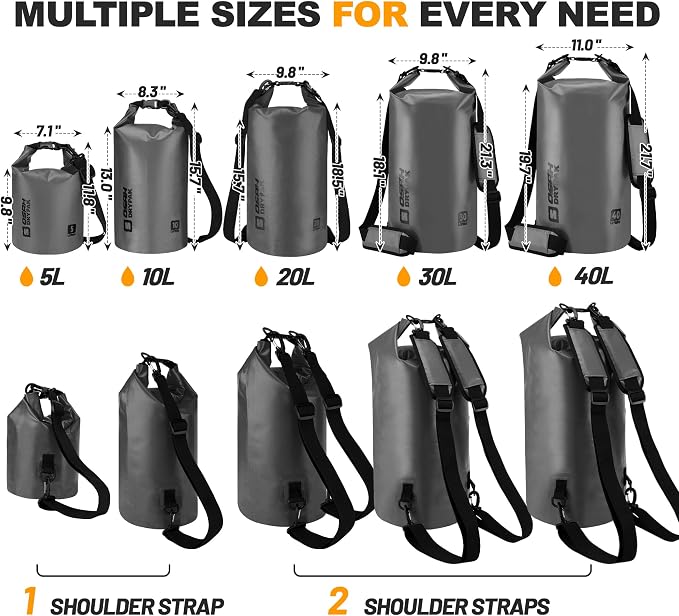 Waterproof Dry Bag, 5L/10L/20L/30L/40L Roll Top Lightweight Storage Backpack - Image 2