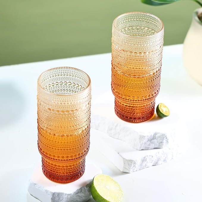 Large Capacity 16 oz Hobnail Drinking Glasses Set of 6, Vintage Glassware - Image 8