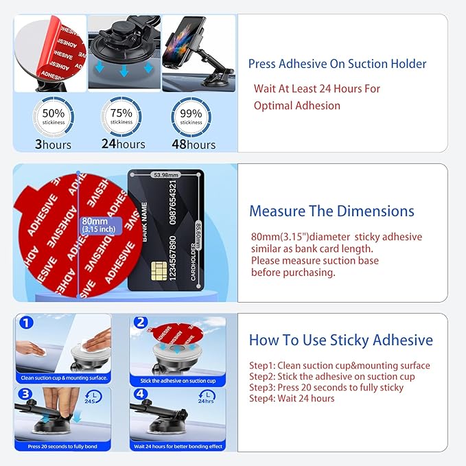 AZXYI Very High Bond Sticky Adhesive, 6 Pack Dashboard Pad Mounting Disk - Image 5