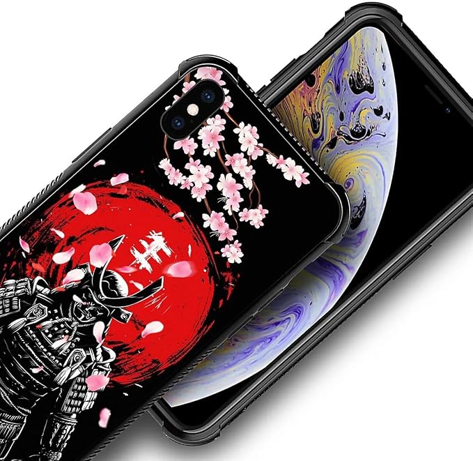 for iPhone Xs Max Case, Sakura Japanese Samurai Pattern Graphic Design Girl Boy - Image 3
