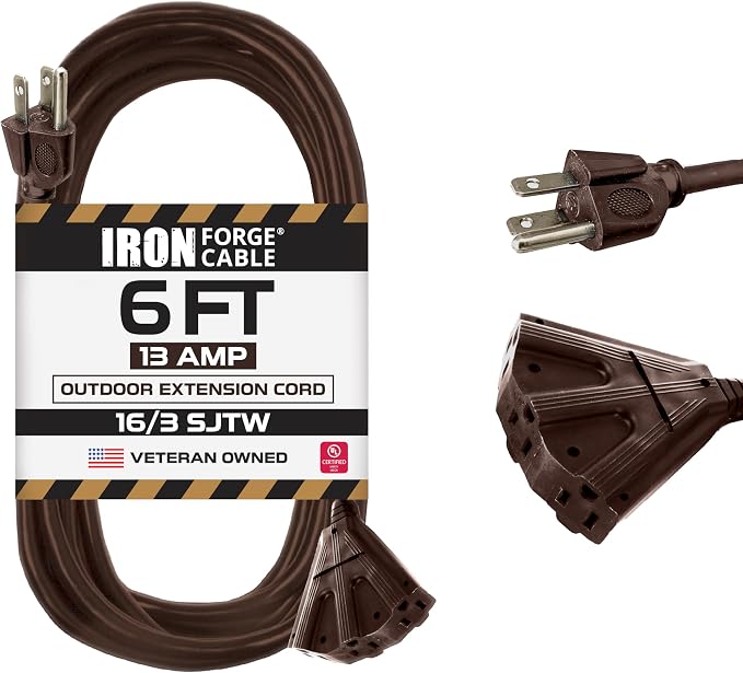 Iron Forge Cable 6ft Brown Outdoor Extension Cord by IronForgeCable