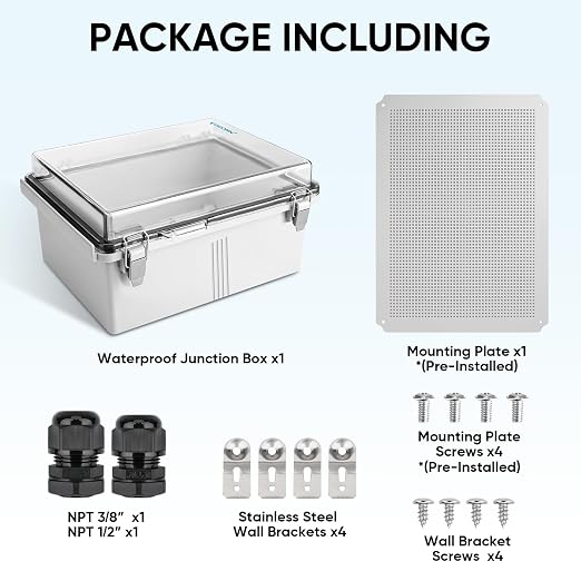 TICONN Outdoor Electrical Box Waterproof, Junction Box IP67 ABS Plastic - Image 6