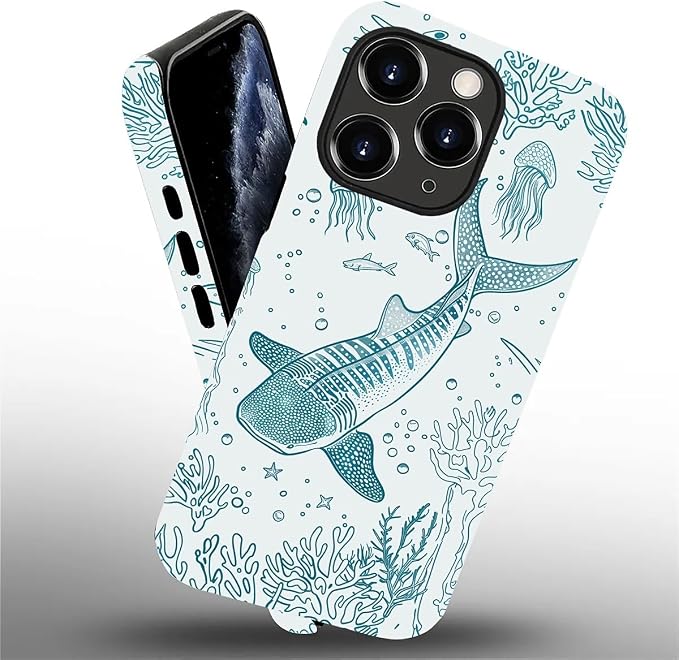 for iPhone 11 Pro Max Case, HH2 Ocean Whale Shark Hybrid 2 Layer Hard Shell - Image 2