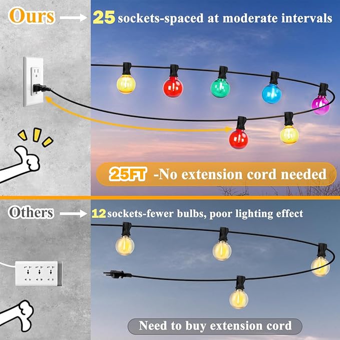 Afirst Colored Outdoor String Lights 25FT - Image 3