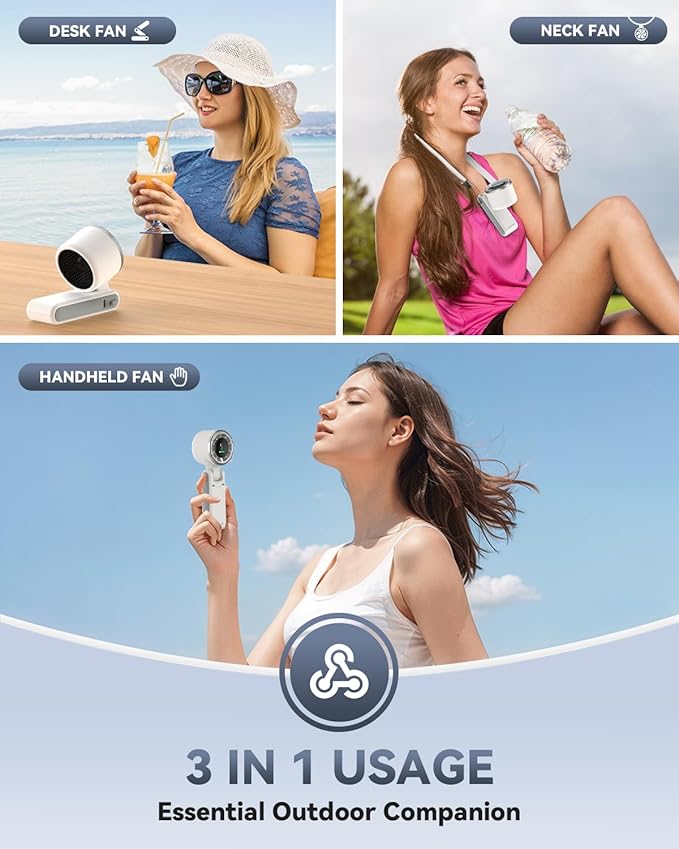 PlayHot Portable Handheld Turbo Fan, 5 Gear Wind, Battery Operated, 3 IN 1 Hand - Image 3