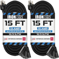 Iron Forge Cable 2 Pack 15 Ft Black Extension Cord by IronForgeCable