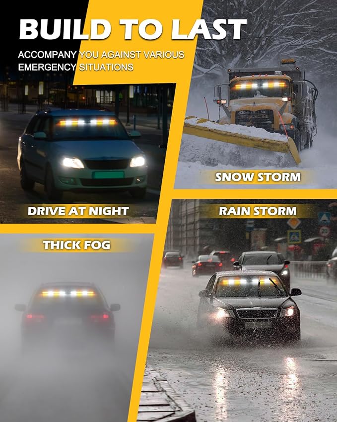 HLauto 604N Emergency Dash Strobe Lights: 2x16.8 inch Amber White Security - Image 7