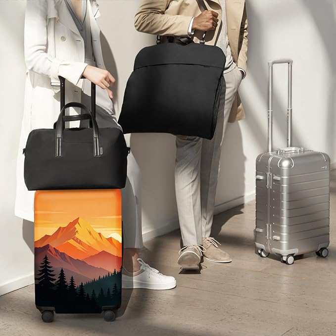 Retro Mountain Landscape Sunset Travel Luggage Cover -Stretchable Airplane - Image 8