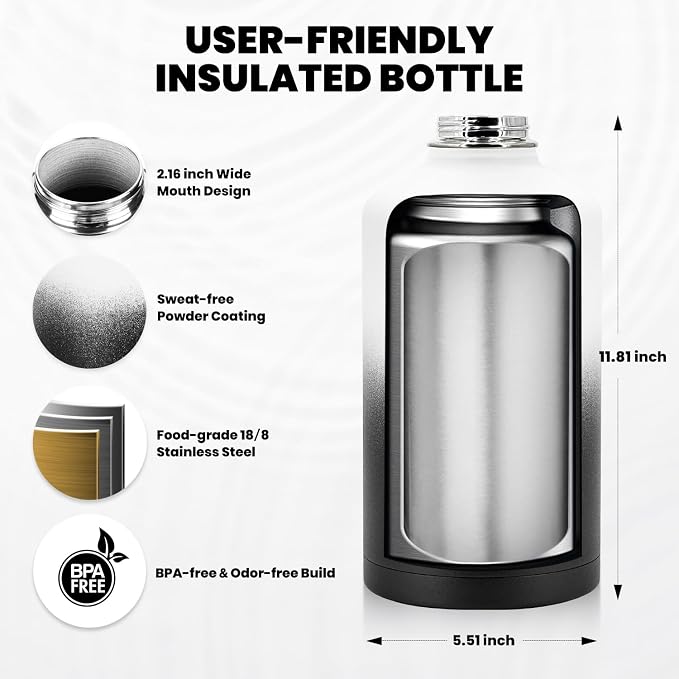 RAYMYLO One Gallon Water Bottle Insulated, Triple Walled Vacuum Stainless Steel - Image 5