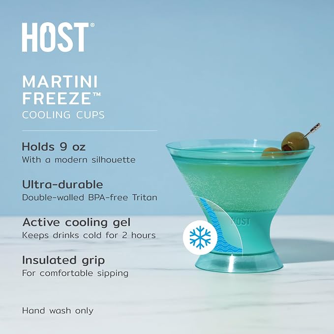 HOST Freeze Insulated Martini Cooling Cups, Plastic Freezer Gel Chiller Double - Image 2