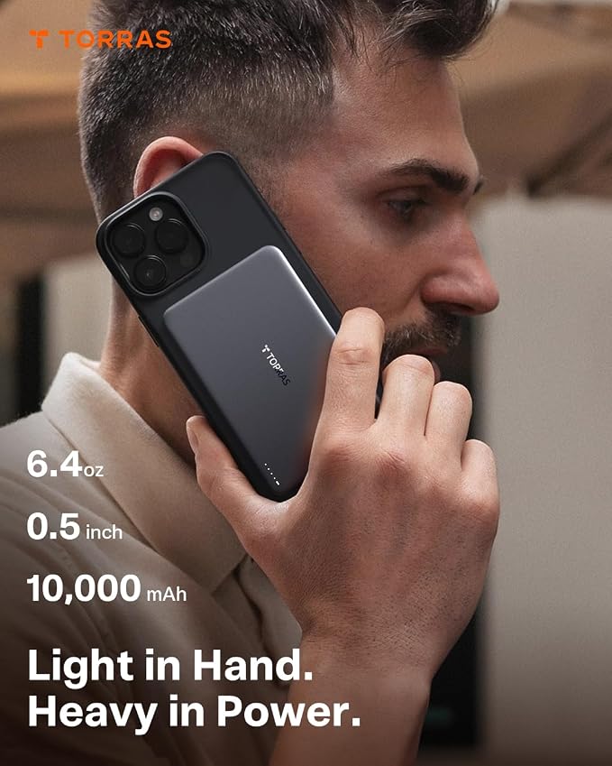 TORRAS MiniMag Power Bank, Ultra-Slim 10, 000mAh Magnetic Wireless Portable - Image 3