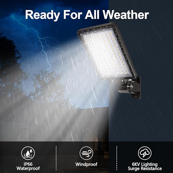 240W LED Parking Lot Light, 36000LM 5000K Adjustable Wall Mount Security Flood - Image 4